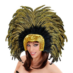 Brazílska čelenka s pierkami Rio, zlatá